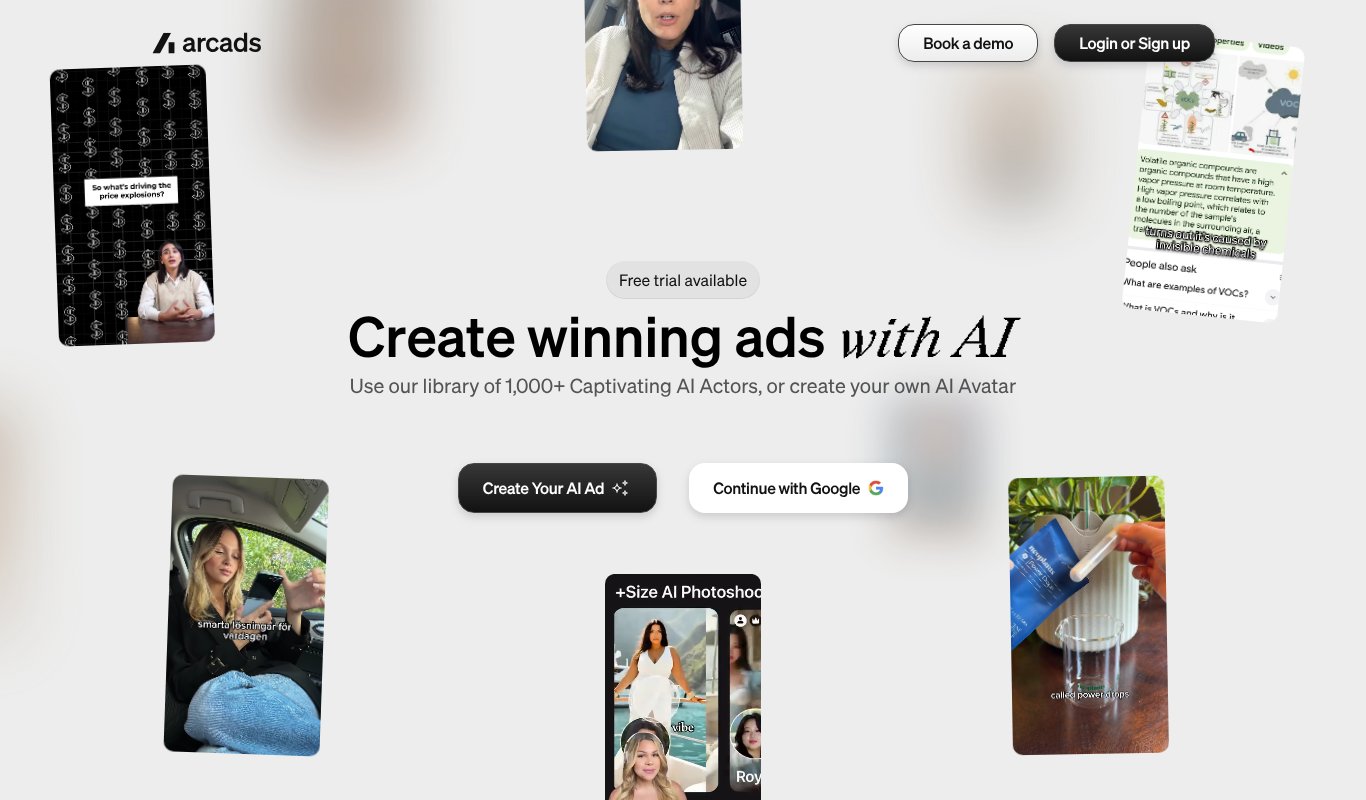 Arcads homepage